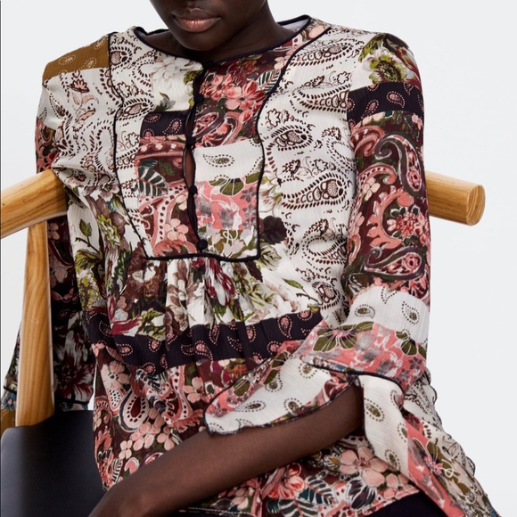 Zara Paisley Printed Blouse NWT - Picture 3 of 7